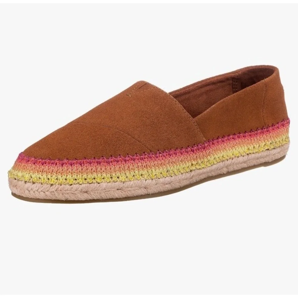 NWOB TOMS Esparto Espadrille Slip On Shoes womens‎ Umber Brown Suede 5